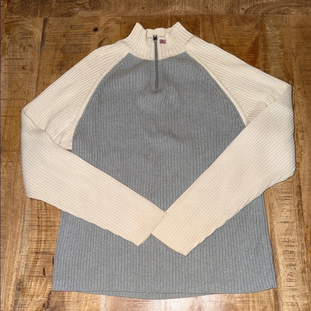 Polo by Ralph Lauren Gray and Cream Men's Sweater